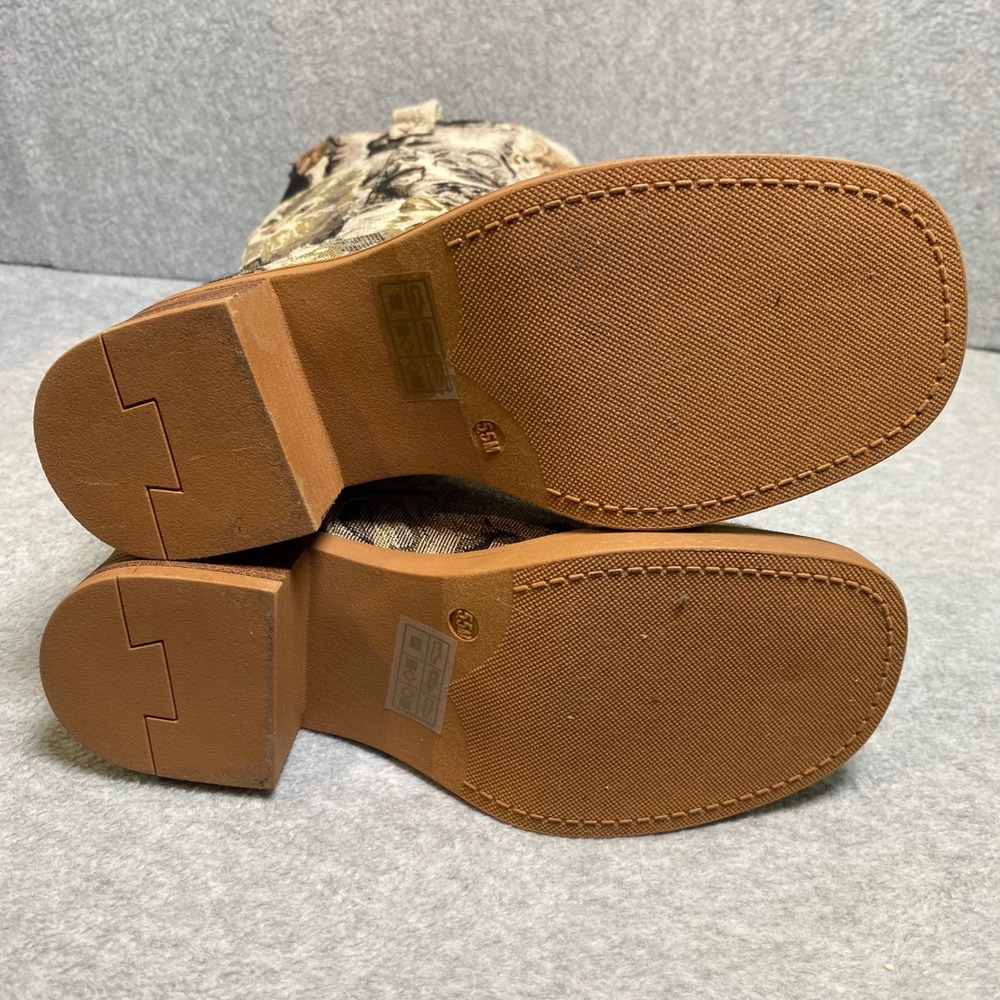 Bamboo Gary-06 Cat Tapestry Boots Women's Size 5.5 Tan Kitten Print Mid Calf EUC - Picture 12 of 13